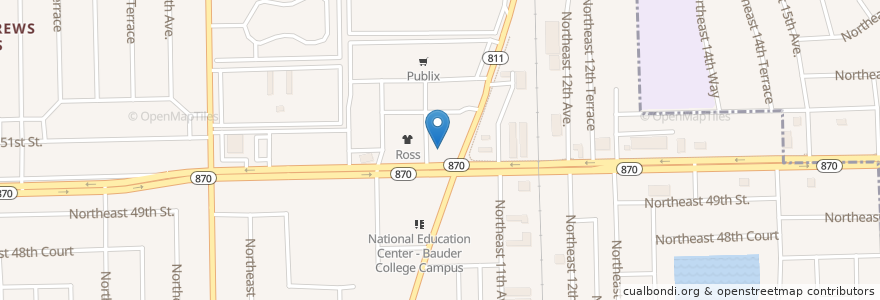Mapa de ubicacion de Once Bank en United States, Florida, Broward County, Oakland Park.