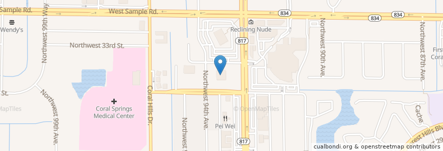 Mapa de ubicacion de Bank of America en Amerika Syarikat, Florida, Broward County, Coral Springs.