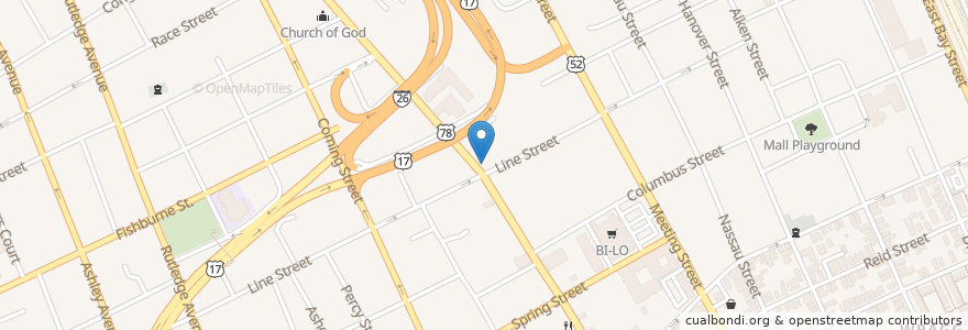 Mapa de ubicacion de Barsa Tapas Lounge & Bar en États-Unis D'Amérique, Caroline Du Sud, Charleston County, Charleston.