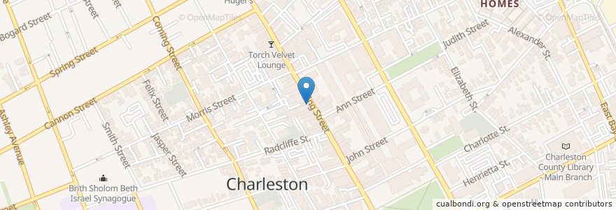Mapa de ubicacion de Smoke BBQ en الولايات المتّحدة الأمريكيّة, كارولاينا الجنوبية, Charleston County, Charleston.
