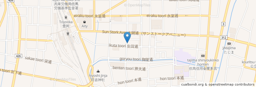 Mapa de ubicacion de 黒毛和牛 くしゅ en Japan, Hyogo Prefecture, Toyooka.