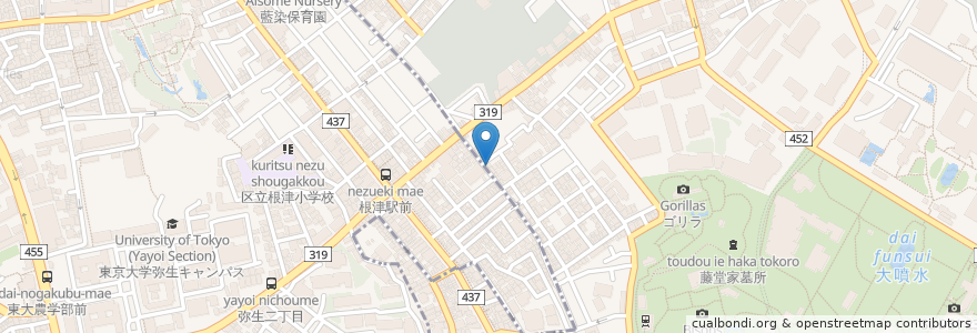 Mapa de ubicacion de もんじゃ お好み焼き 根津味 en Japão, Tóquio, 台東区.
