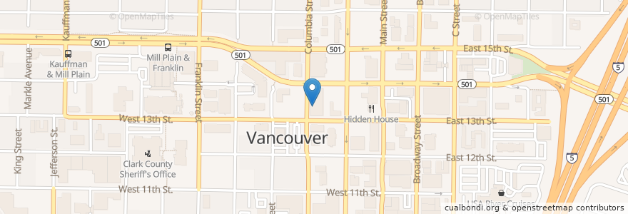 Mapa de ubicacion de Clark County Veteran’s Assistance Center en Amerika Syarikat, Washington, Clark County, Vancouver.