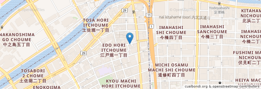 Mapa de ubicacion de うまいもんや心 en Japão, 大阪府, 大阪市, 北区, 西区.