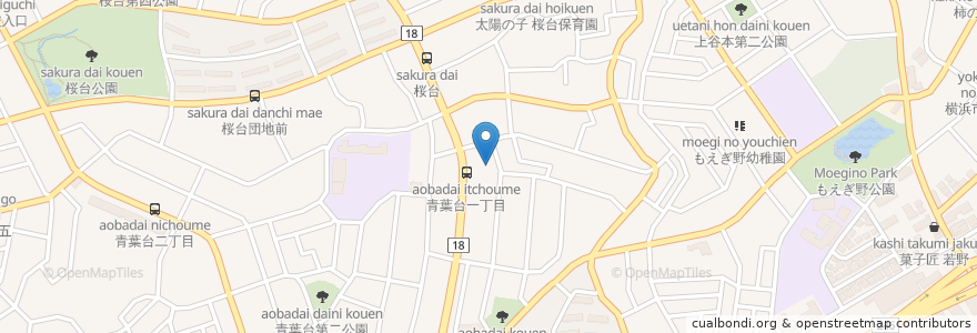 Mapa de ubicacion de 日本ナザレン教団 青葉台教会 en Japan, 神奈川県, Yokohama, 青葉区.