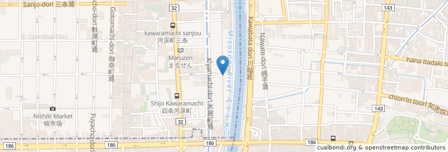 Mapa de ubicacion de 侘屋洛中亭 en ژاپن, 京都府, 京都市, 東山区, 中京区.