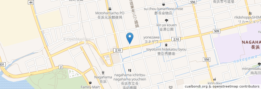 Mapa de ubicacion de 洋食処 味加醐 en 日本, 滋賀県/滋賀縣, 長浜市.