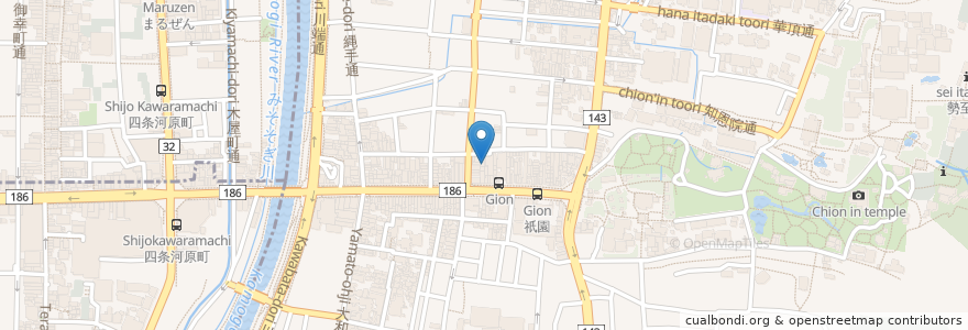 Mapa de ubicacion de 甘泉堂 en Giappone, Prefettura Di Kyoto, Kyoto, 東山区.