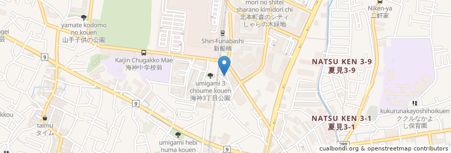 Mapa de ubicacion de 竜と月 en Япония, Тиба, 船橋市.