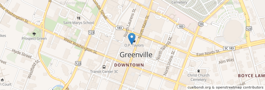 Mapa de ubicacion de Neat bourbon bar en Estados Unidos Da América, Carolina Do Sul, Greenville County, Greenville.