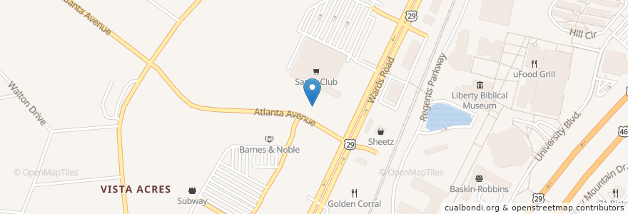 Mapa de ubicacion de Muscle Maker Grill en États-Unis D'Amérique, Virginie, Lynchburg, Lynchburg City.