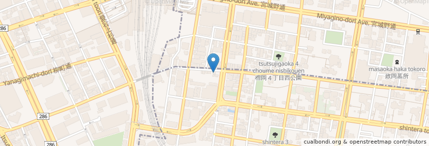 Mapa de ubicacion de アイドルカフェ 2ねん8くみ en Япония, Мияги, 仙台市, 青葉区, 若林区.