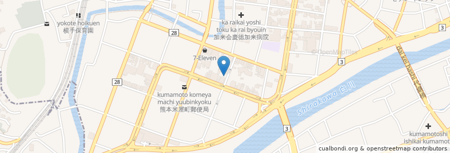 Mapa de ubicacion de タイムズ en Japonya, 熊本県, 熊本市, 中央区.