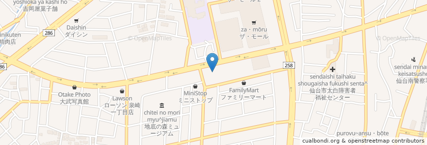Mapa de ubicacion de しな子女性クリニック en 日本, 宫城县, 仙台市, 太白区.