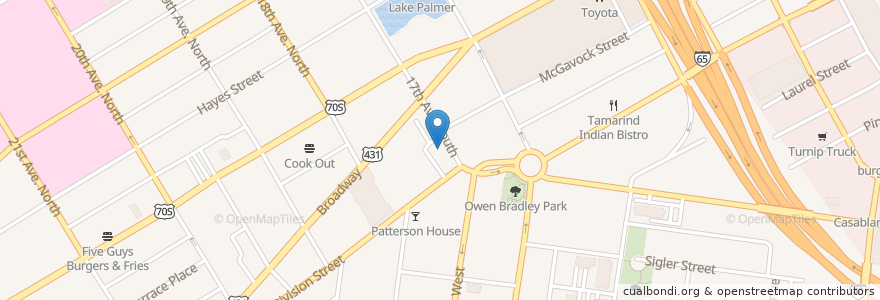 Mapa de ubicacion de Grabbagreen en United States, Tennessee, Nashville-Davidson.