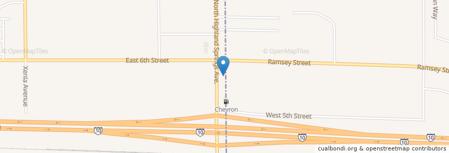 Mapa de ubicacion de Jack in the Box en アメリカ合衆国, カリフォルニア州, Riverside County, Beaumont.