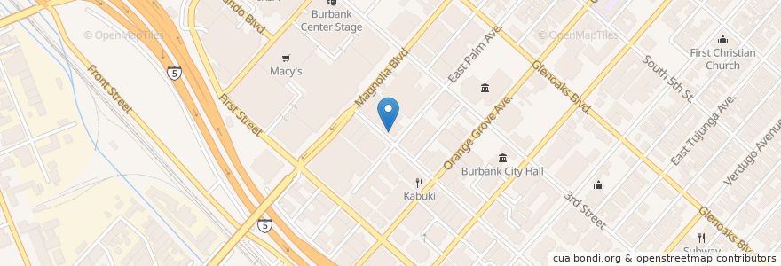 Mapa de ubicacion de Yogurtland en Estados Unidos Da América, Califórnia, Los Angeles County, Burbank.