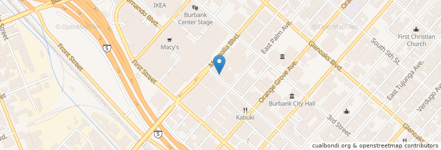 Mapa de ubicacion de Urban Cross en アメリカ合衆国, カリフォルニア州, Los Angeles County, Burbank.