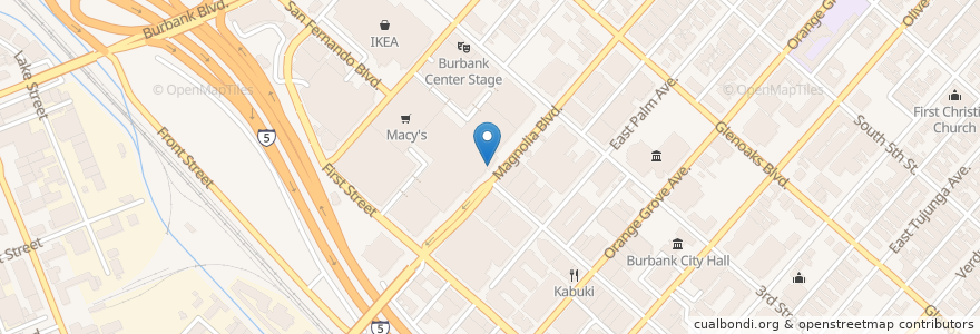 Mapa de ubicacion de Five Guys en Vereinigte Staaten Von Amerika, Kalifornien, Los Angeles County, Burbank.