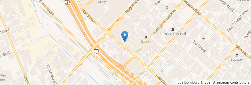 Mapa de ubicacion de Yard House en United States, California, Los Angeles County, Burbank.