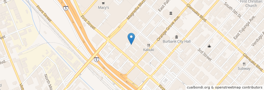 Mapa de ubicacion de Pinkberry en 미국, 캘리포니아주, Los Angeles County, Burbank.