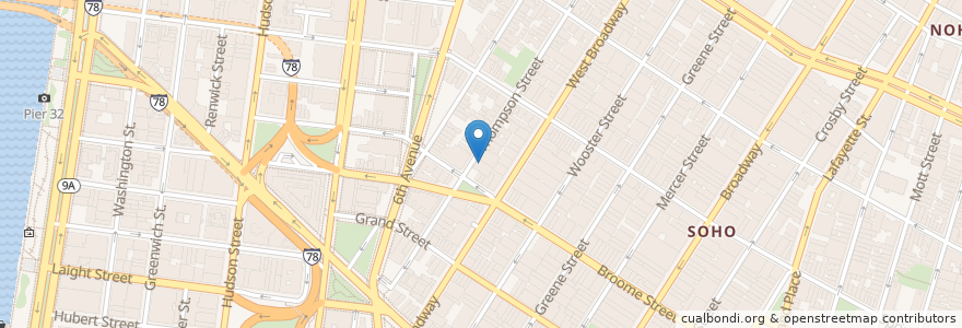 Mapa de ubicacion de Pera SoHo en Соединённые Штаты Америки, Нью-Йорк, Нью-Йорк, Округ Нью-Йорк, Манхэттен, Manhattan Community Board 2.
