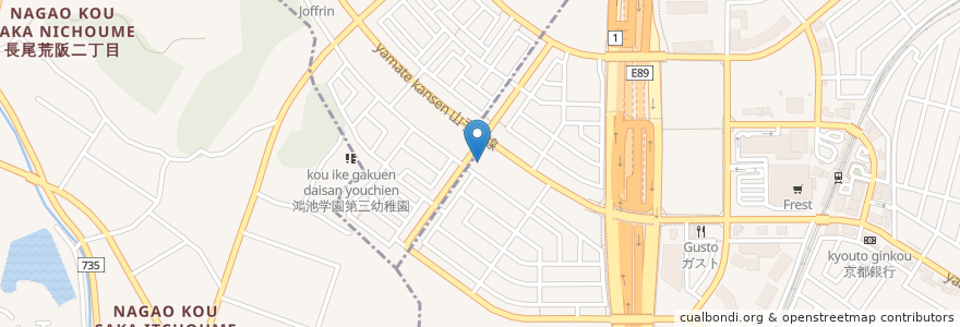 Mapa de ubicacion de むさしの森珈琲 松井山手店 en اليابان, 京都府, 京田辺市.