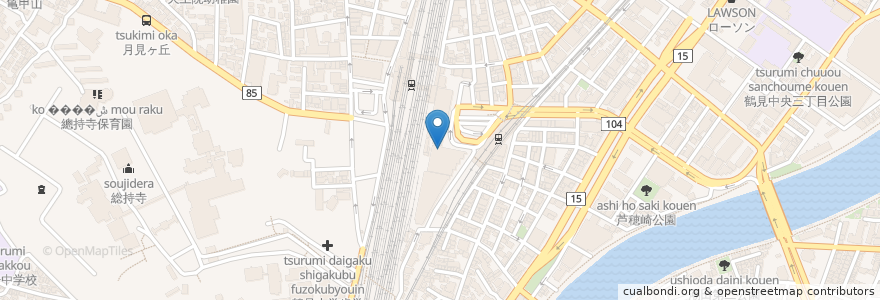 Mapa de ubicacion de 日高屋 en Japan, Kanagawa Prefecture, Yokohama, Tsurumi Ward.