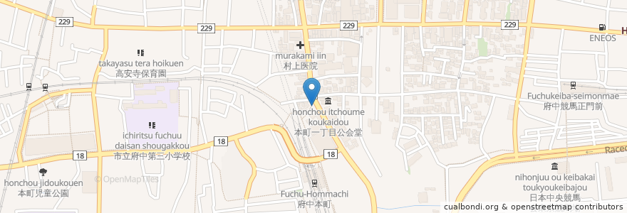 Mapa de ubicacion de 荒節中華にはらい en Giappone, Tokyo, 府中市.