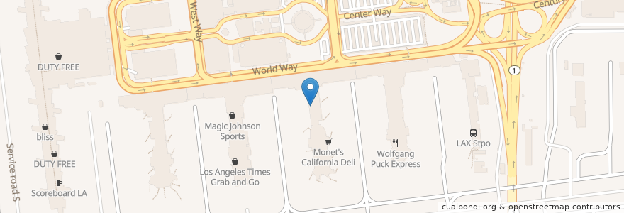 Mapa de ubicacion de W Pizza en アメリカ合衆国, カリフォルニア州, Los Angeles County, ロサンゼルス.