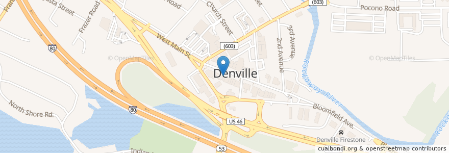 Mapa de ubicacion de Denville Diner en 美利坚合众国/美利堅合眾國, 新泽西州 / 新澤西州 / 紐澤西州, Morris County, Denville.