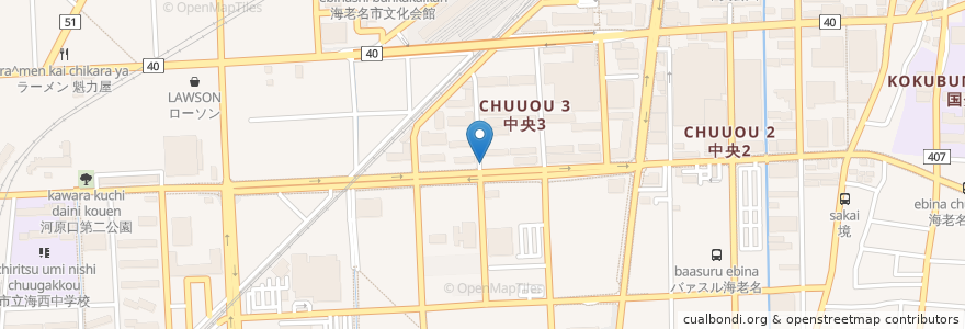Mapa de ubicacion de 日能進学教室 en ژاپن, 神奈川県, 海老名市.