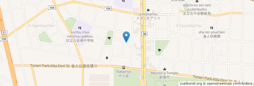 Mapa de ubicacion de 入谷北野神社 en 日本, 東京都, 足立区.