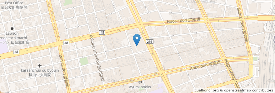 Mapa de ubicacion de 牛たん料理 閣 en Japão, 宮城県, 仙台市, 青葉区.