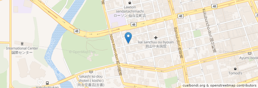 Mapa de ubicacion de Comesta en 日本, 宮城県, 仙台市, 青葉区.