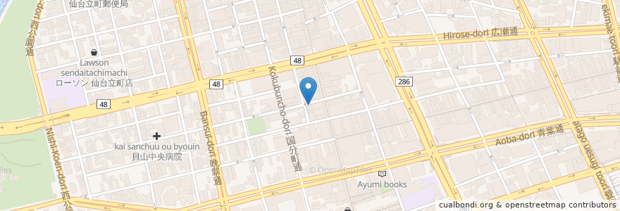 Mapa de ubicacion de 仙台一番町郵便局 en Japón, Prefectura De Miyagi, 仙台市, 青葉区.