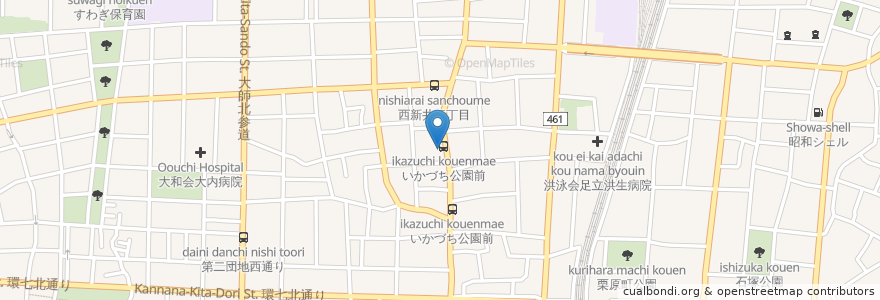 Mapa de ubicacion de 雷神社 en Japan, Tokyo, Adachi.