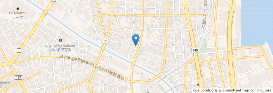 Mapa de ubicacion de クローバーカフェ en Япония, Сидзуока, 静岡市, 清水区.