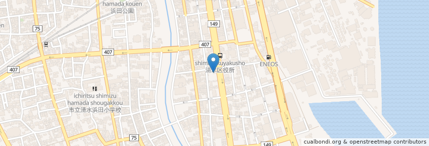 Mapa de ubicacion de 清水胃腸科医院 en Япония, Сидзуока, 静岡市, 清水区.