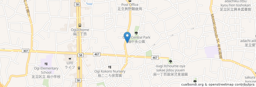 Mapa de ubicacion de 瀧野川信用金庫 en Japão, Tóquio, 足立区.