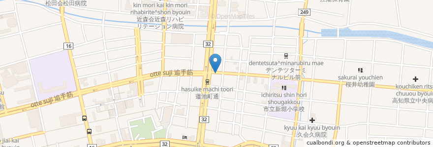 Mapa de ubicacion de Queue de baleine en Jepun, 高知県, 高知市.
