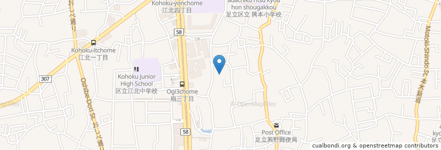 Mapa de ubicacion de 阿弥陀堂 en Jepun, 東京都, 足立区.