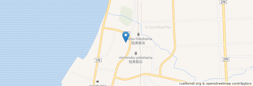 Mapa de ubicacion de カラオケ満咲 en 日本, 青森県, 上北郡, 横浜町.
