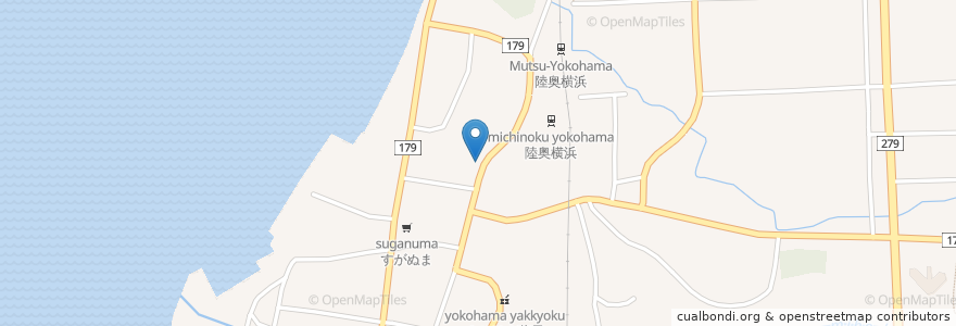 Mapa de ubicacion de 点で話にならない Yokohamaster en Jepun, 青森県, 上北郡, 横浜町.