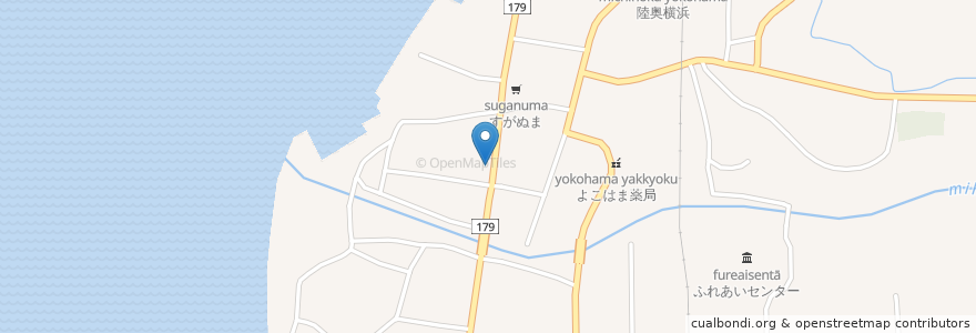 Mapa de ubicacion de キッチン マツヤ en Japan, Präfektur Aomori, 上北郡, 横浜町.