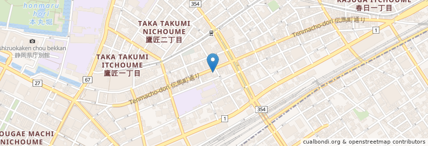 Mapa de ubicacion de リブレコインパーキング伝馬町第３ en Jepun, 静岡県, 静岡市, 葵区.