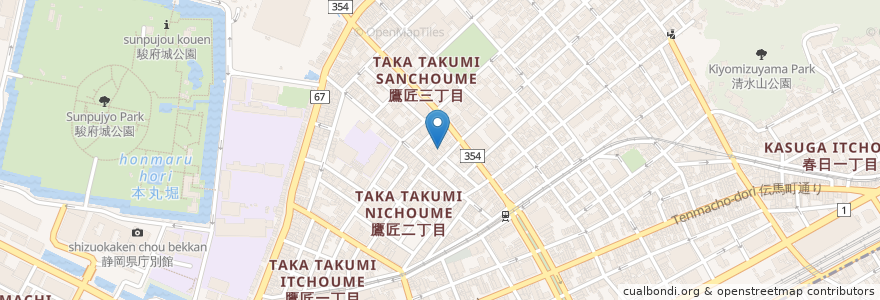 Mapa de ubicacion de 鷹匠ガレージ en 일본, 시즈오카현, 시즈오카시, 葵区.