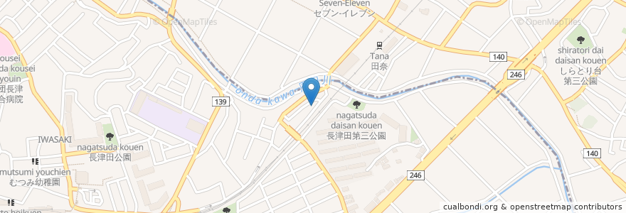 Mapa de ubicacion de 長津田音楽教室 en Japan, 神奈川県, Yokohama, 緑区, 青葉区.