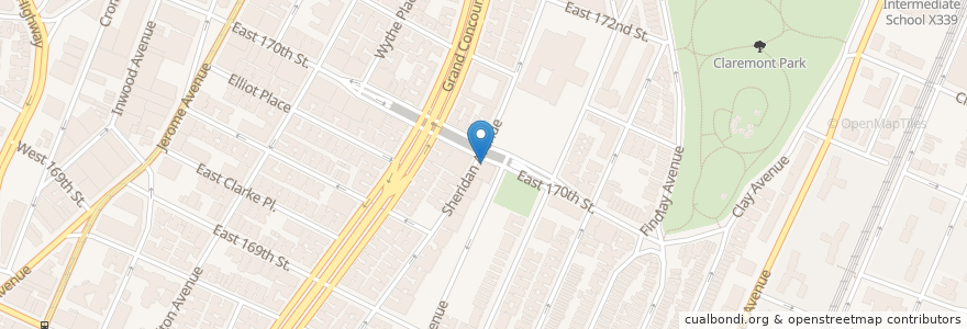 Mapa de ubicacion de Kennedy Fried Chicken & Pizza en 미국, 뉴욕, New York, Bronx County, The Bronx.