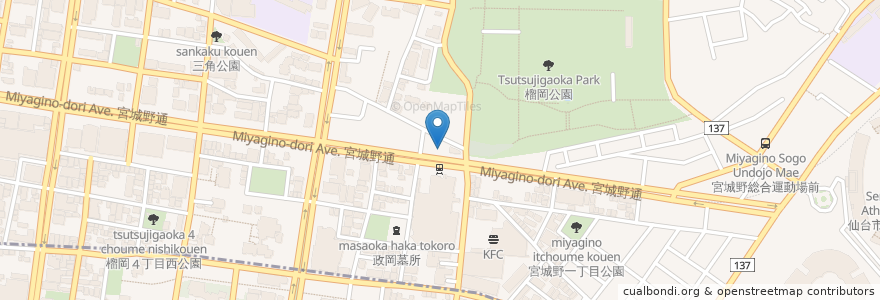 Mapa de ubicacion de Tsutsujigaoka Ekimae Dental Clinic en Japan, Miyagi Prefecture, Sendai, Miyagino Ward.
